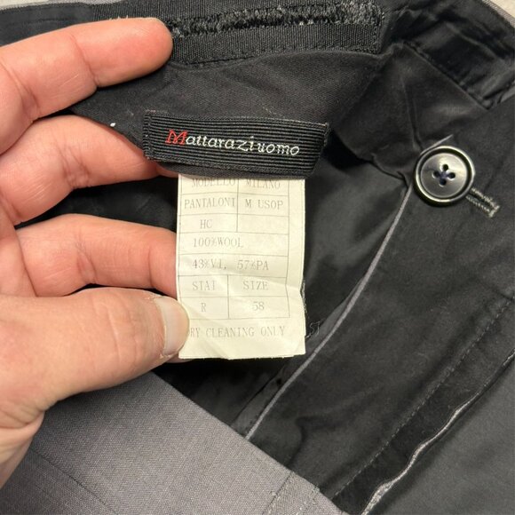 Mattarazi Dress Pants Super 160s Wool Trousers Grey Birdseye 38x30 - Picture 5 of 10